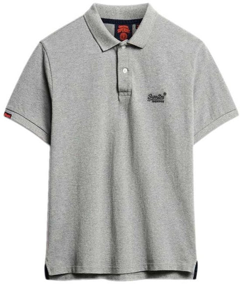 Superdry Vint Destroy Polo Tee Shirt Grey